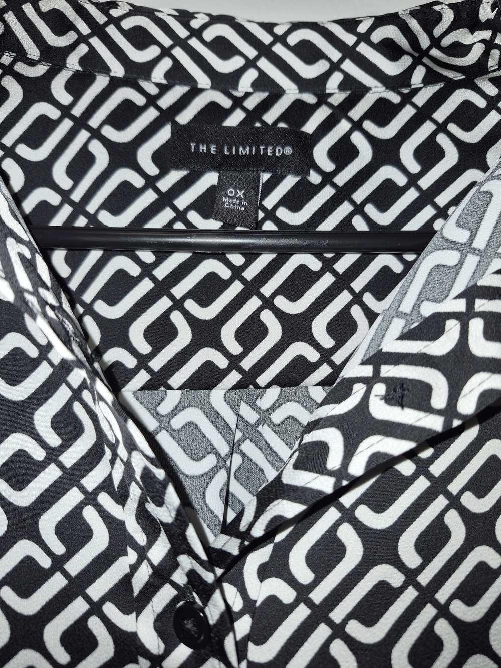 The Limited Black & White Geometric Button-Up Blouse